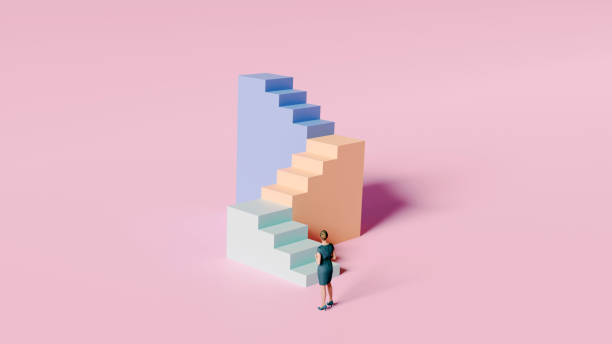 istock Woman is ready for a challenge and stands in front of staircase 1456860928
