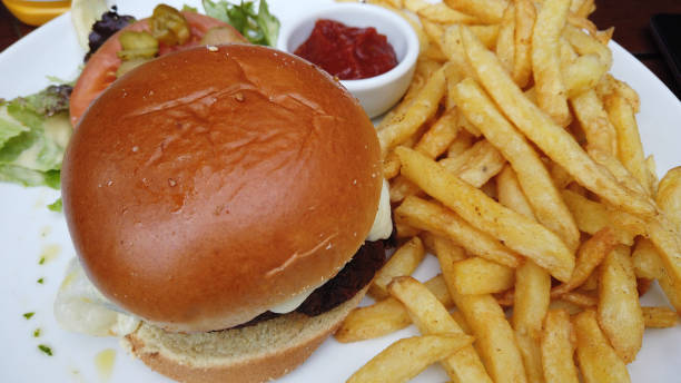istock Veggie burger and french fries 1456862335