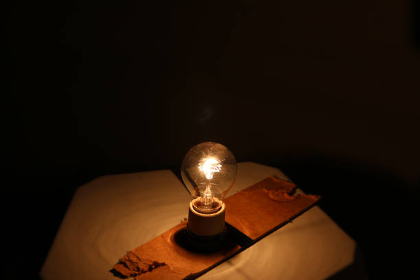 istock Yellow lamp lit in a room 1456866194