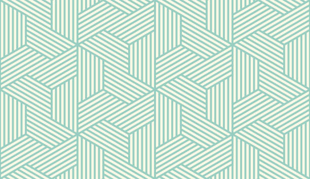 bezszwowy geometryczny wzór wektorowy - hexagon backgrounds mesh green stock illustrations