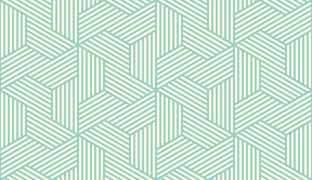 бесшовный геометрический векторный узор - hexagon backgrounds mesh green stock illustrations