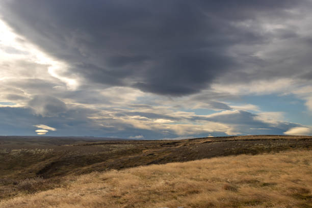 Autumn country and a cloudy sky, Iceland