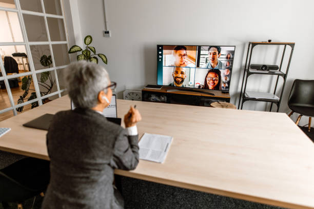 istock Woman on a video call in the office 1456871856