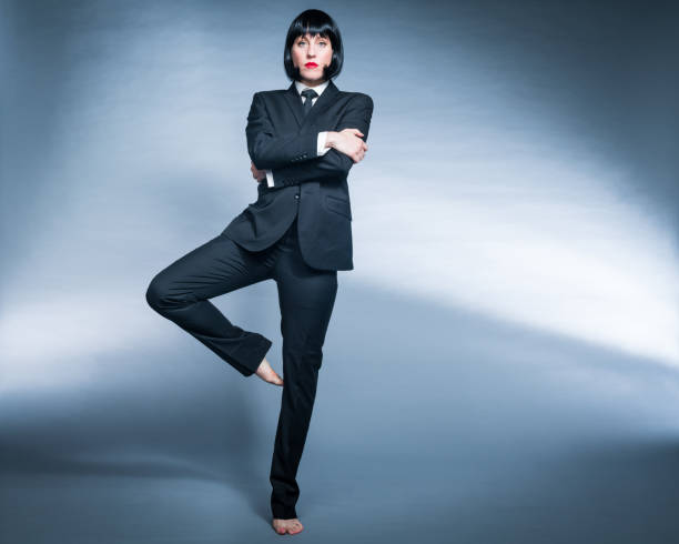 istock Non Conforming LA citizen in Black Wig and Red Lipstick 1456874888
