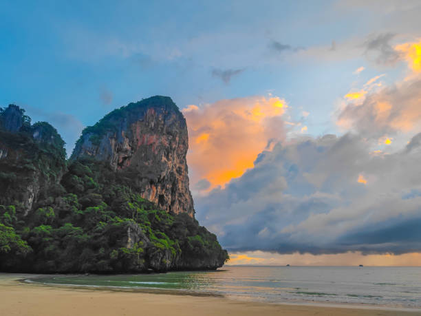 istock Dramatic sunset over Railay Beach in Krabi, Thailand 1456875754