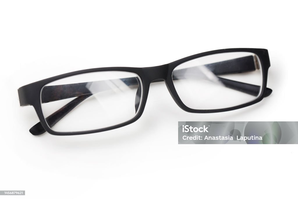 glasses on a white background glasses on a white background closeup Base Hit Stock Photo