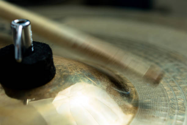 istock Moving drum stick hitting ride cymbal bell 1456879622