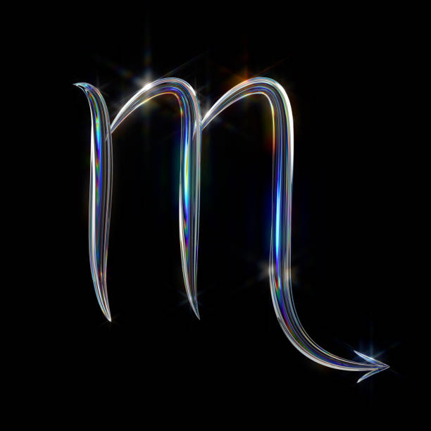 symbole du zodiaque scorpion - letter m alphabet three dimensional shape render photos et images de collection