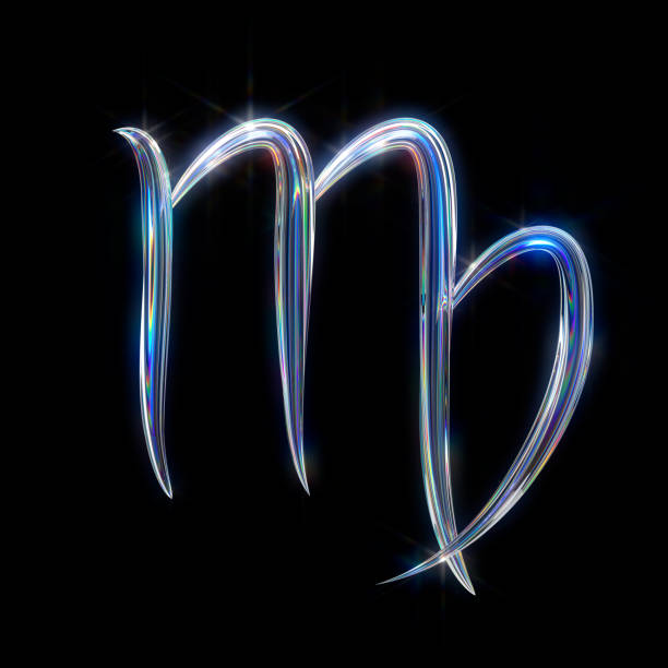 signe de la vierge signe symbole - letter m alphabet three dimensional shape render photos et images de collection