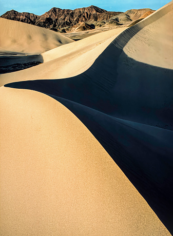 Ibex Sand Dunes in Death Valley National Park, California. Mojave Desert. Dunes created by wind.