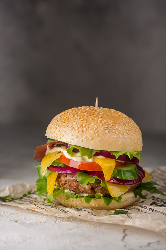 fresh and delicious Burger closeup. High quality photo