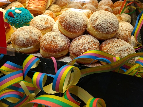 close-up of sweets and pastries at mardi gras