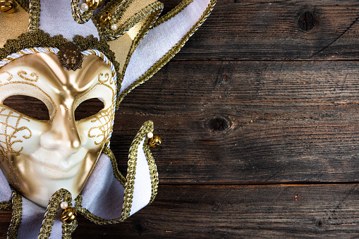 Attractive Masked Person Wearing Traditional Carnival Costume During the Venice Carnival