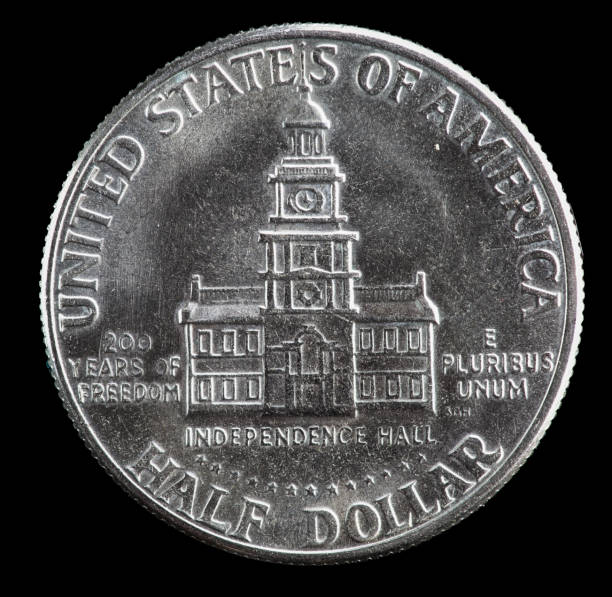 Reverse side of a Kennedy US half dollar, 1976 Bicentennial edition.