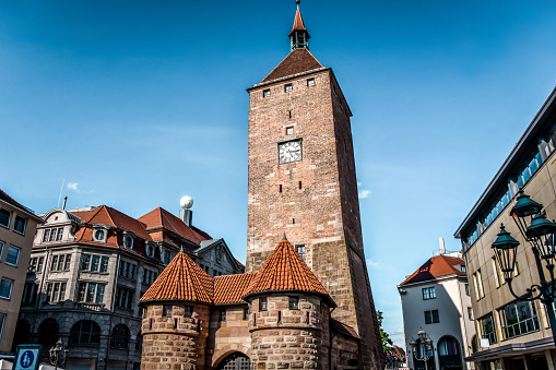 Low Angle View Of Weisser Turm In Nuremberg, Germany