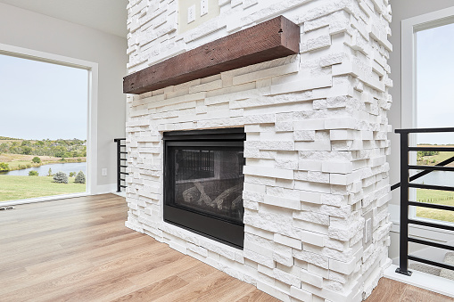 Gas fireplace in unfurnished house