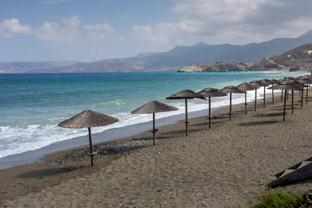 istock Deserted sandy beach on an autumn day 1456903809