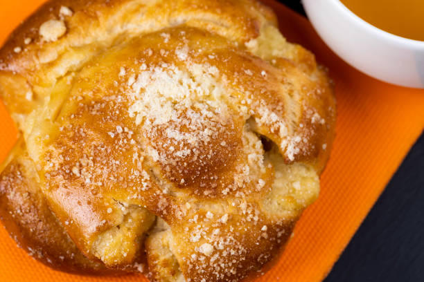 istock Sweet fresh bun with filling, close up 1456907002
