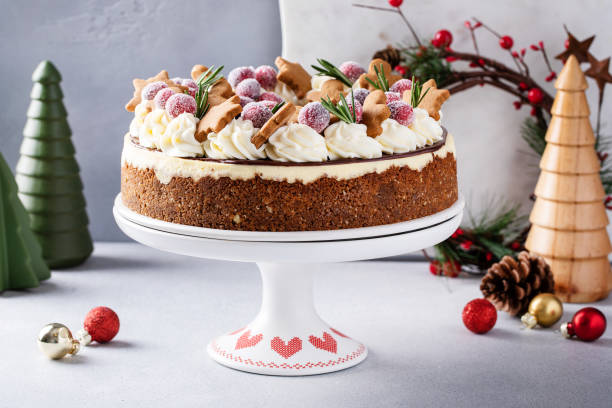 istock Christmas cake decorated with gingerbread cookies and sugared cranberry 1456907138
