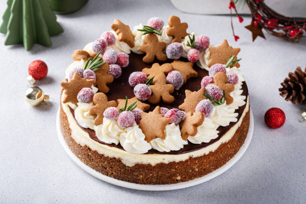 istock Christmas cake decorated with gingerbread cookies and sugared cranberry 1456907208