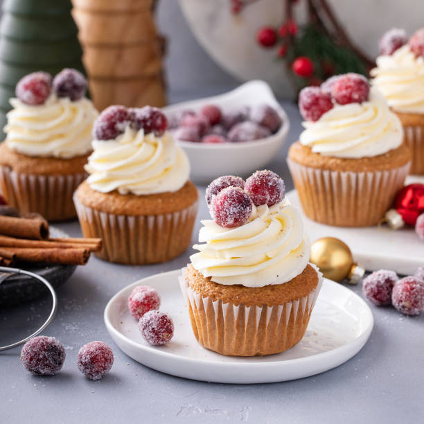 istock Sugared cranberry spiced cupcakes with cream cheese frosting 1456907358