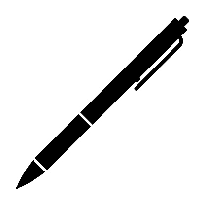Ballpoint pen isolated vector silhouette.