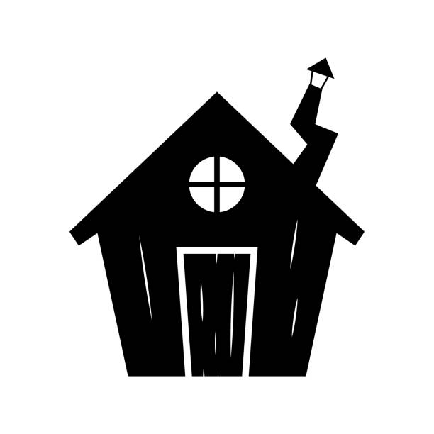 House icon. Black silhouette. Front view. Vector simple flat graphic illustration. Isolated object on a white background. Isolate. House icon. Black silhouette. Front view. Vector simple flat graphic illustration. Isolated object on a white background. Isolate. hut stock illustrations