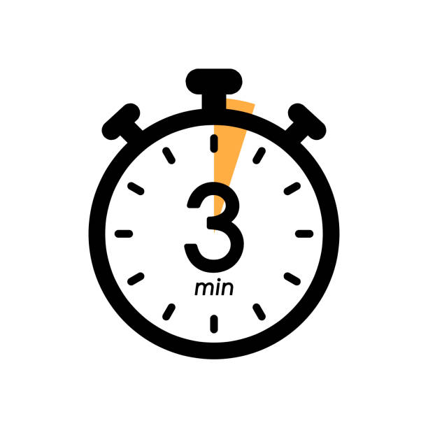 three minutes stopwatch icon, timer symbol, cooking time, cosmetic or chemical application time, 3 min waiting time vector illustration three minute stopwatch icon, timer symbol for product labels, cooking time, cosmetic or chemical application time, 3 min waiting time simple vector illustration oven dials stock illustrations