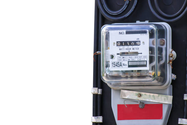 istock Electric power box meter for home use isolated on white background 1456922003