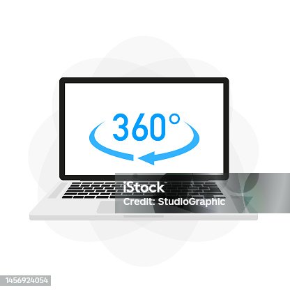 istock Laptop 360 Virtual reality VR icon. Vector illustration 1456924054