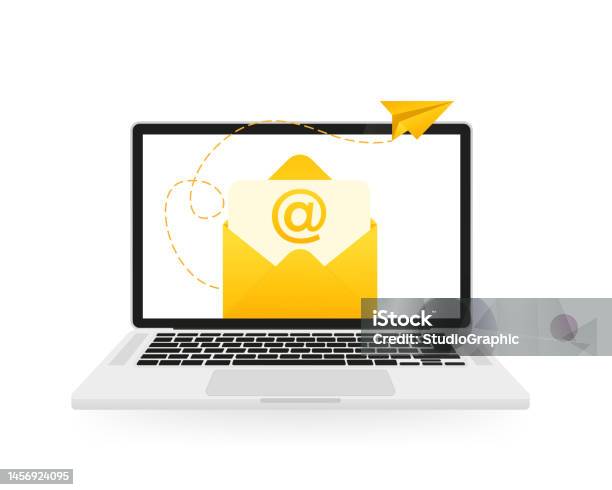 Email Computer Imagine Email Mail On A Laptop With Mail Envelope Computer And Document On ...
