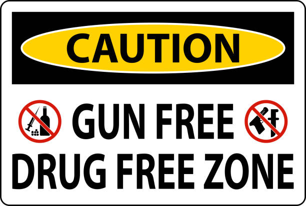 знак предосторожности gun free drug free zone - gun free zone sign stock illustrations