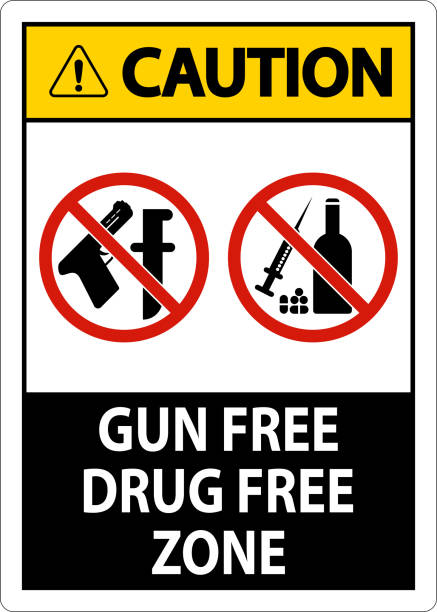 знак предосторожности gun free drug free zone - gun free zone sign stock illustrations