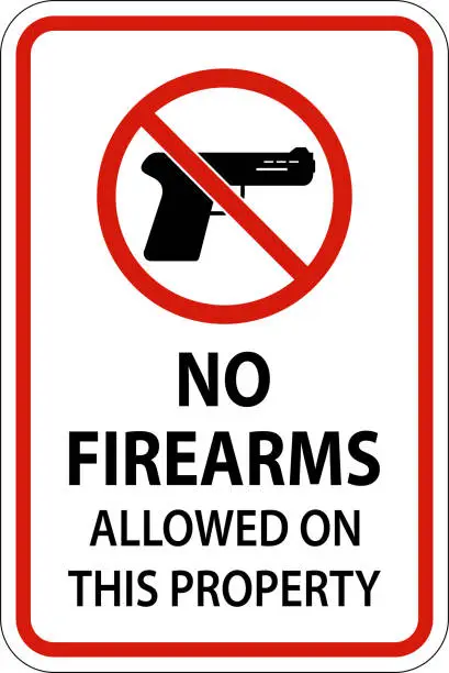 Vector illustration of No Guns Sign No Firearms Allowed On This Property