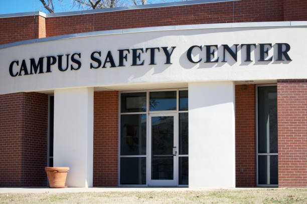 istock Campus safety center sign on building 1456926909