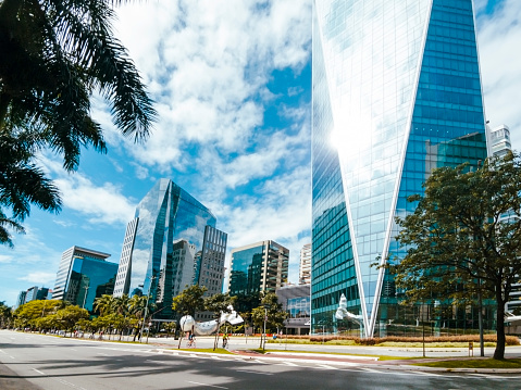 Photo taken at Faria Lima Avenue, located in Sao Paulo city. Modern buildings. Financial center.