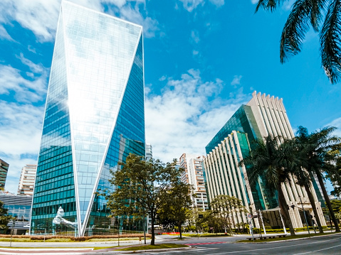 Photo taken at Faria Lima Avenue, located in Sao Paulo city. Modern buildings. Financial center.