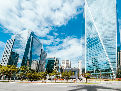 Photo taken at Faria Lima Avenue, located in Sao Paulo city. Modern buildings. Financial center.