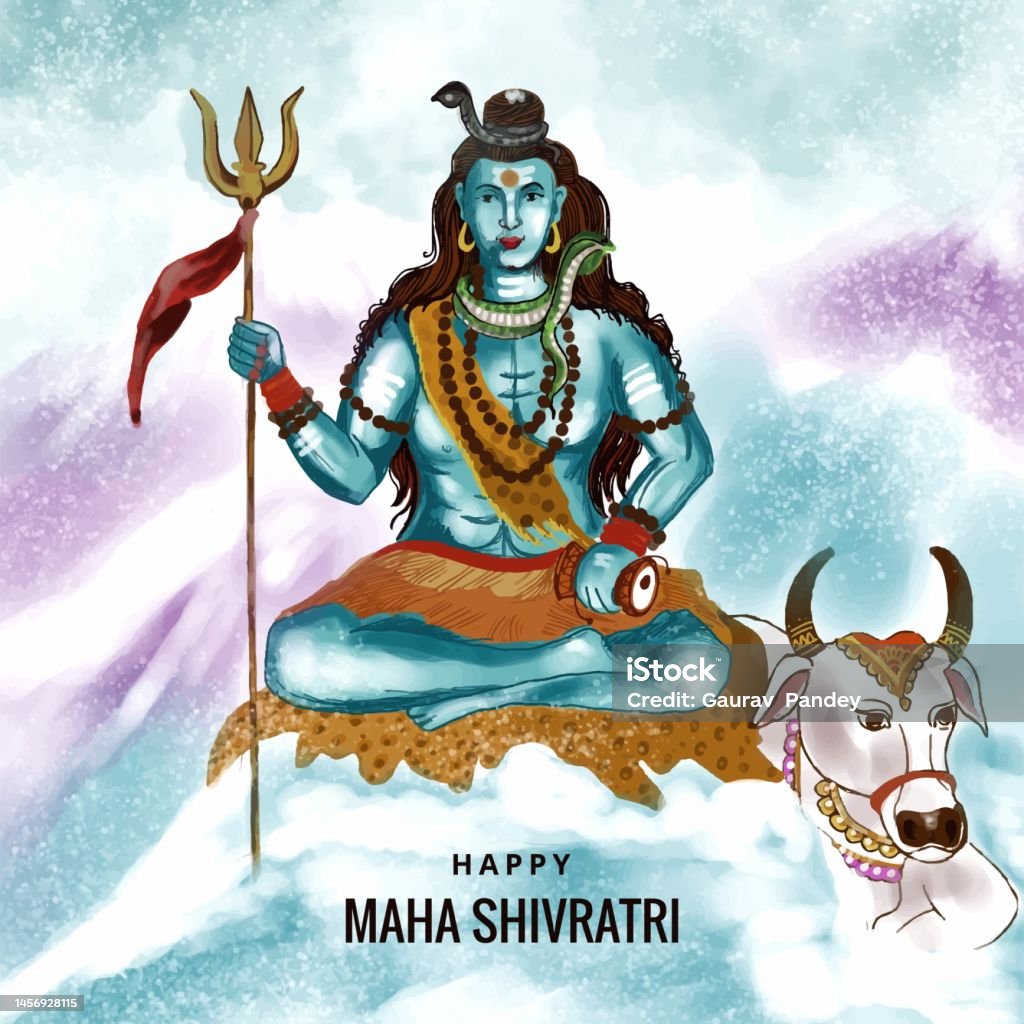 Hindu Lord Shiva For Indian God Maha Shivratri Card Celebration ...