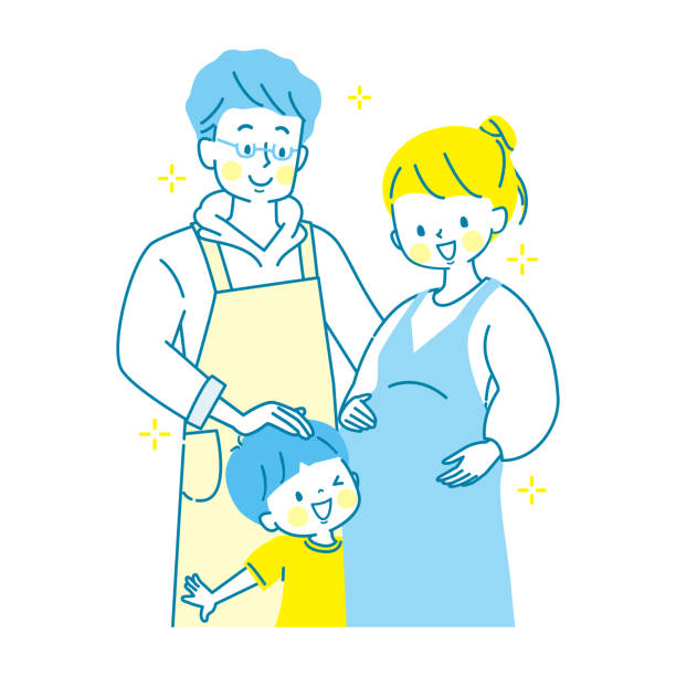 ilustrações, clipart, desenhos animados e ícones de família mal pode esperar para dar à luz ilustração vetorial - baby boys clothing hospital simplicity