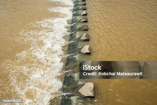 istock Concrete weir in Thai 1456938203