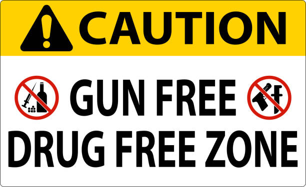 знак предосторожности gun free drug free zone - gun free zone sign stock illustrations