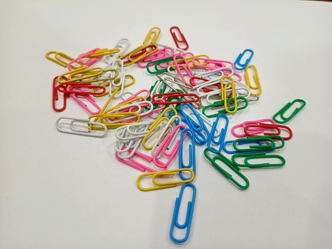 Background of colored paper clips