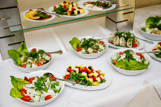 istock Snacks and canapes on event catering. 1456943512
