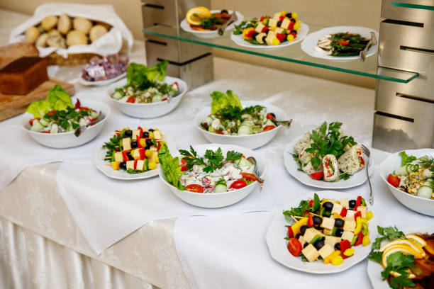 istock Snacks and canapes on event catering. 1456943554
