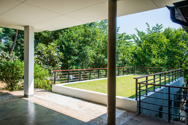istock Grass floor on roof  of modern building 1456948020