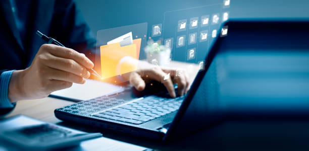 istock document management system concept. Enterprise content management, Digital asset management, Document imaging, Workflow, Records management, Online document file data software for efficient archiving. 1456951824