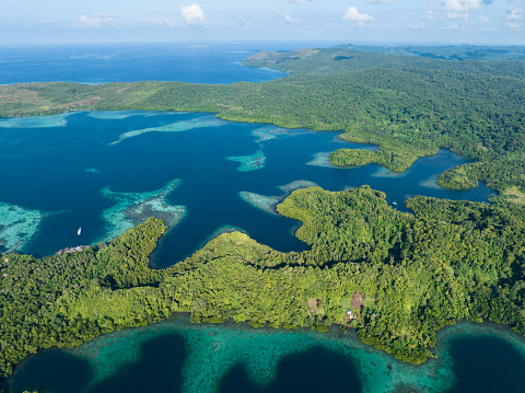 Coral reefs fringe convoluted, tropical islands found in a remote part of the Solomon Islands. This beautiful Melanesian island nation harbors extraordinary marine and terrestrial biodiversity.