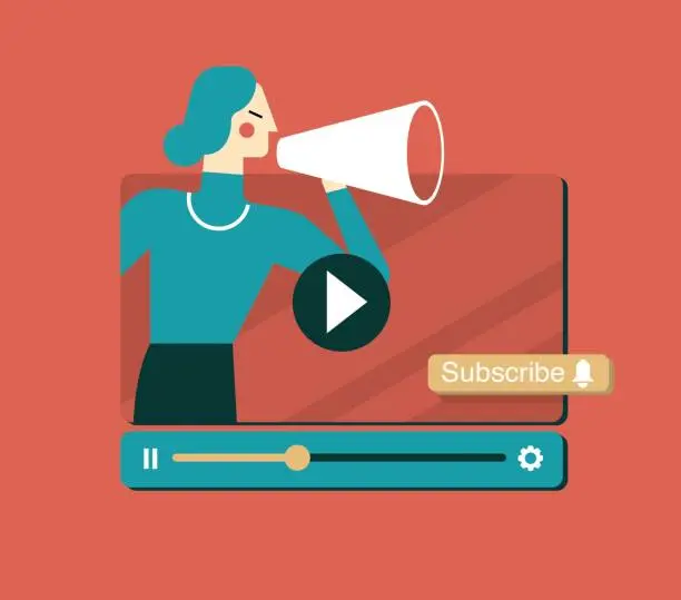 Vector illustration of Video Subscription - Businesswoman