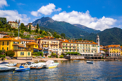 Street view of Menaggio town in lake Como, Lombardy, northern Italy. High quality photo